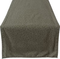 Laura Ashley Tafelloper Sage groen Dubbelzijdig Uni/Wild Clematis 40x150cm-2