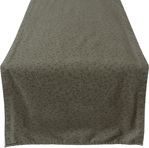 Laura Ashley Tafelloper Sage groen Dubbelzijdig Uni/Wild Clematis 40x150cm-2