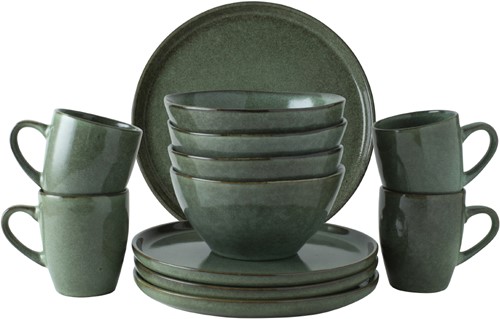 Dutch Rose Set 12 Delig Servies Groen
