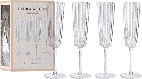 Laura Ashley Giftset 4 Champagneglazen Helder 21 cl.