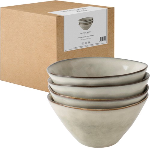 Dutch Rose Giftset 4 kommen 14 cm Creme-2