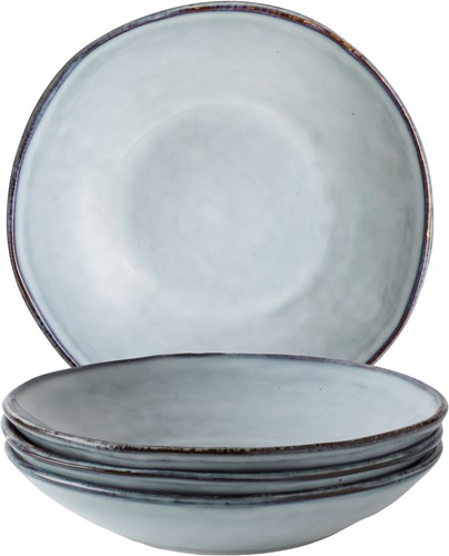 Giftset 4 Plates Deep 23,5cm Blue Dutch Rose Organic