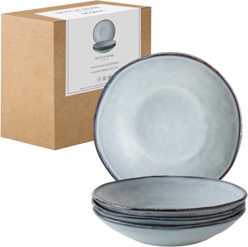Dutch Rose Giftset 4 Borden Diep 23,5 cm Blauw-2