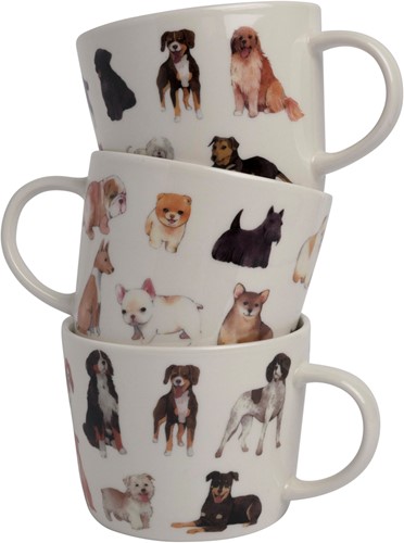 Dutch Floral Giftset 3 Mugs Low Dogs Color 32 cl.