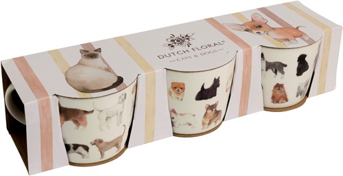 Dutch Floral Giftset 3 Bekers Laag Honden Kleur 32 cl.-3
