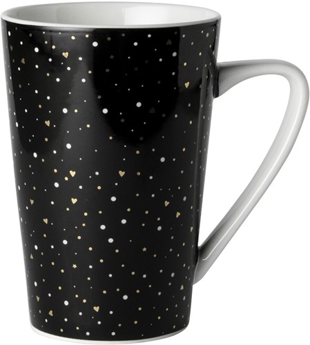 Dutch Rose Mug XL Black Glitter 43 cl.