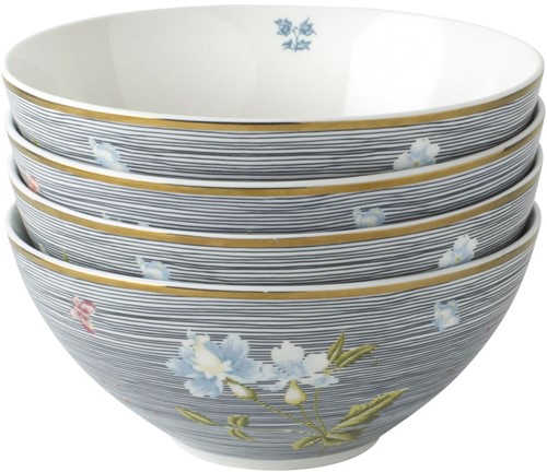 Laura Ashley Giftset 4 Kommen 16 cm Midnight Pinstripe