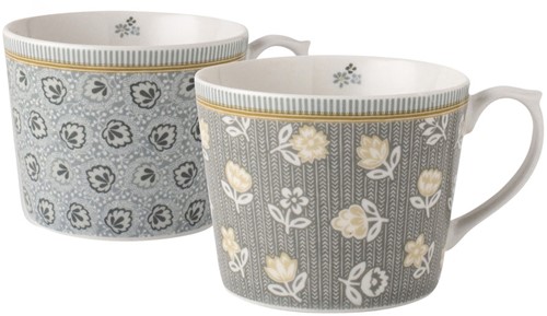 Laura Ashley Giftset 2 Bekers Assorti Grijs 30 cl.